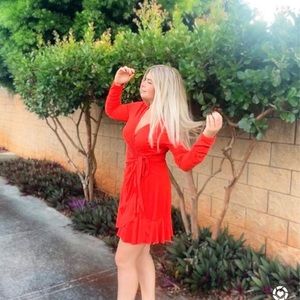 Red wrap dress